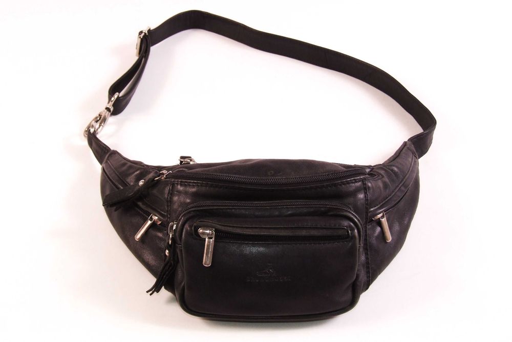 Borseta de brâu BRUNO ROSSI, 6 buzunare, piele naturala, NOUA