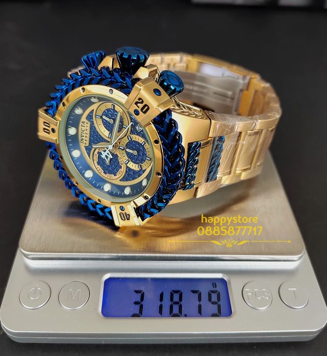 часовник INVICTA Hercules Gold and Blue 56 mm, Инвикта нов