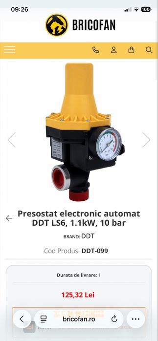 Presostat electronic automat si furtun de 1”