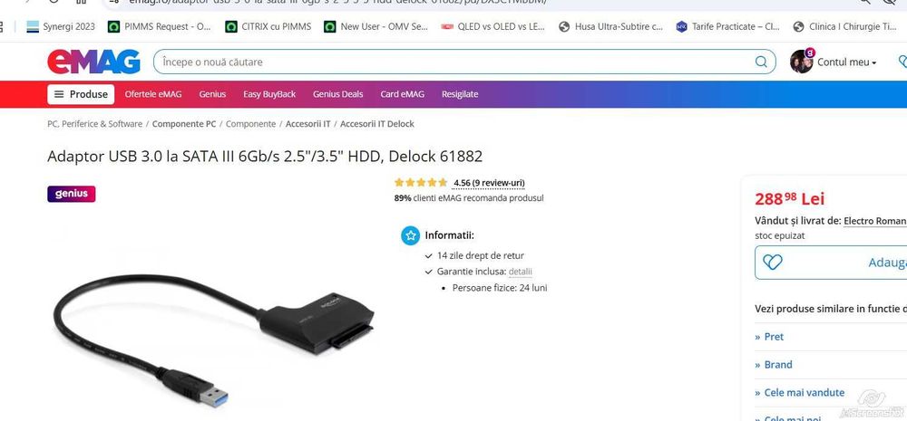 Adaptor USB 3.0 la SATA III 6Gb/s 2.5"/3.5" HDD, Delock 61882