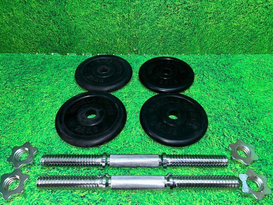 Set gantere cu discuri de fier cauciucate 15kg 30/31mm