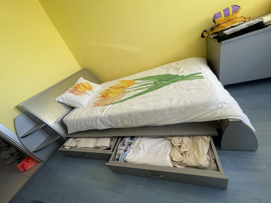 Легло с чекмеджета за съхранение, мартак 190/100 + шкаф