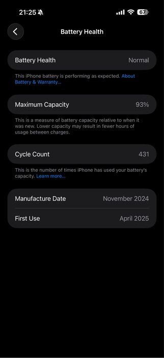 iPhone 16 pro max 16/512 gb, sim+e-sim, 93% battery