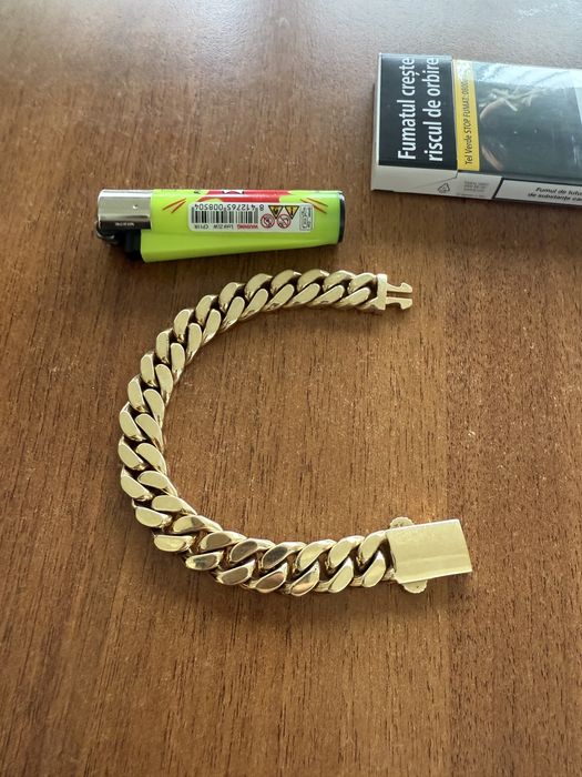 Bratara aur Cuban plina aur masiv 14 karate 100 grame lucrata manual