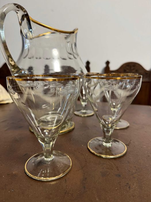 Set carafa + 4 pahare cristal