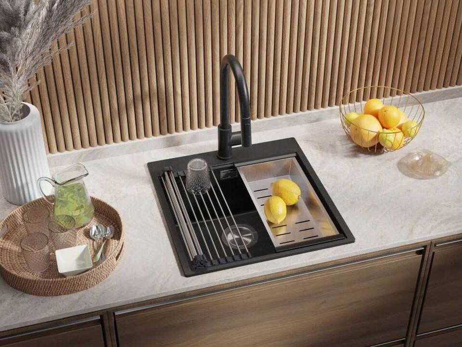 Кухненска Мивка от гранит модел Осло 50 XXL 490 x 500 mm - графит