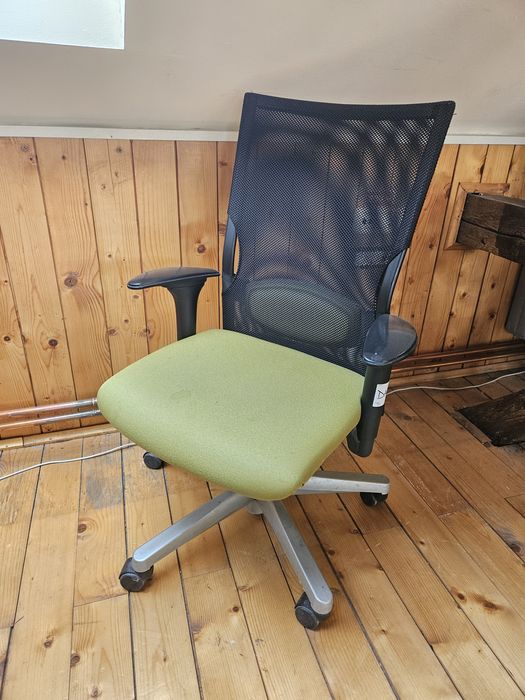 Scaun rotativ birou, verde cu negru