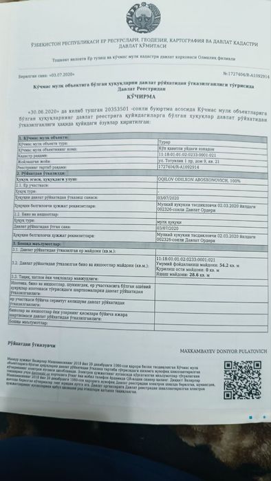 Uy sotiladi Olmaliq shahrida totuvlik 9dom 21 xonadon