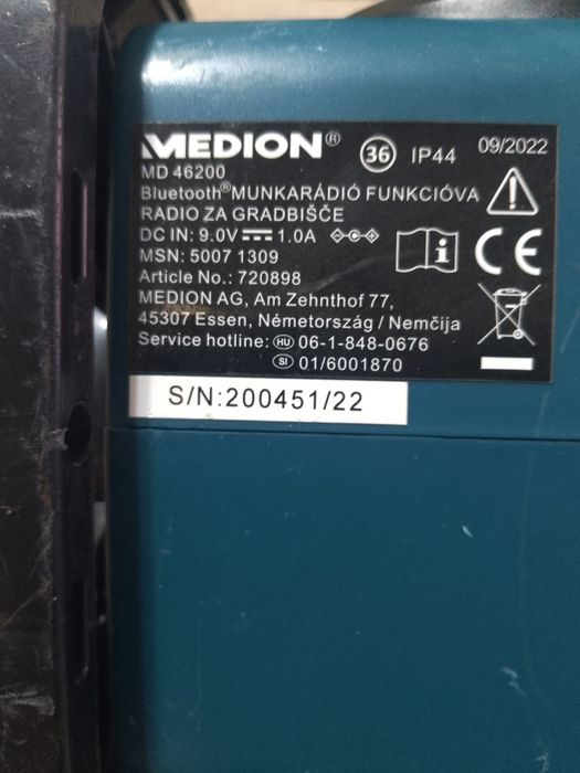 Radio bluetooth, de șantier, MEDION