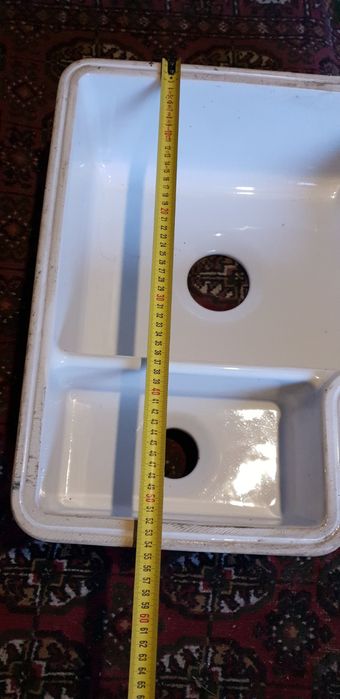 Бяла керамична мифка с 2 отделения