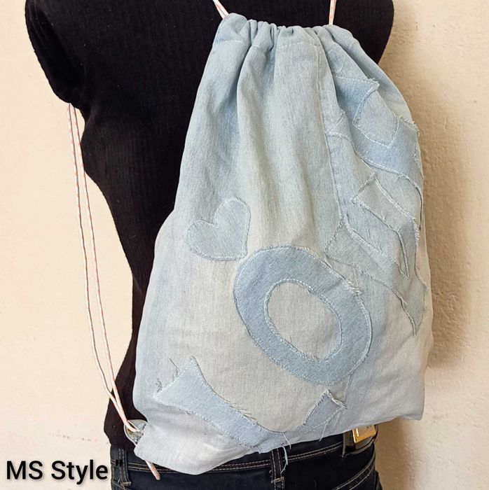 Дънкови раници тип мешка"  Ръчна изработка