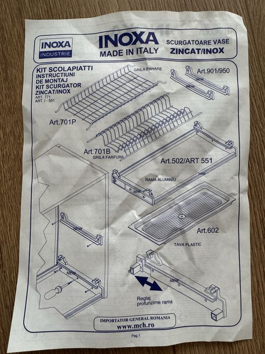 Scurgator, picurator vase INOXA nou (fără ambalaj)