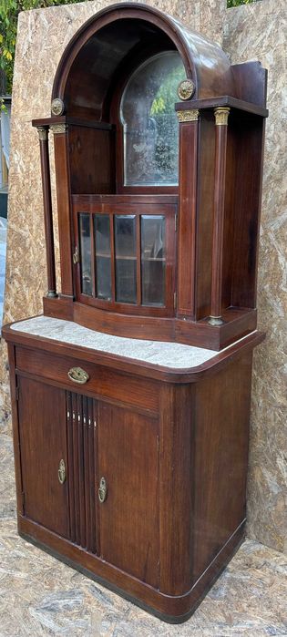 Dulap cu Vitrina ArtDeco interbelica anii '40; Biblioteca; Bufet