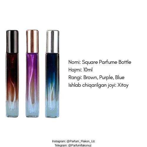 Parfyum flakon, Paryum idishi, Atomayzer, Kvadrat rangli 10ml