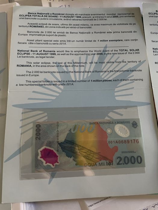 Bancnota eclipsa stare perfecta serie 001A