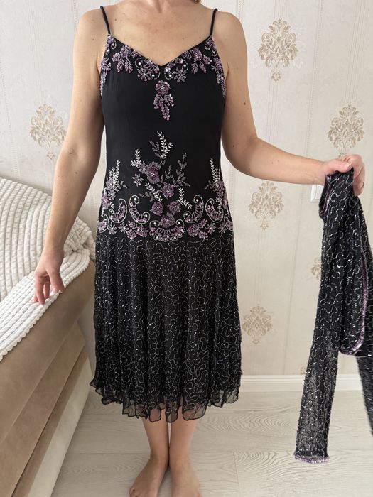 Платье нарядное с бисером. Ручная работа