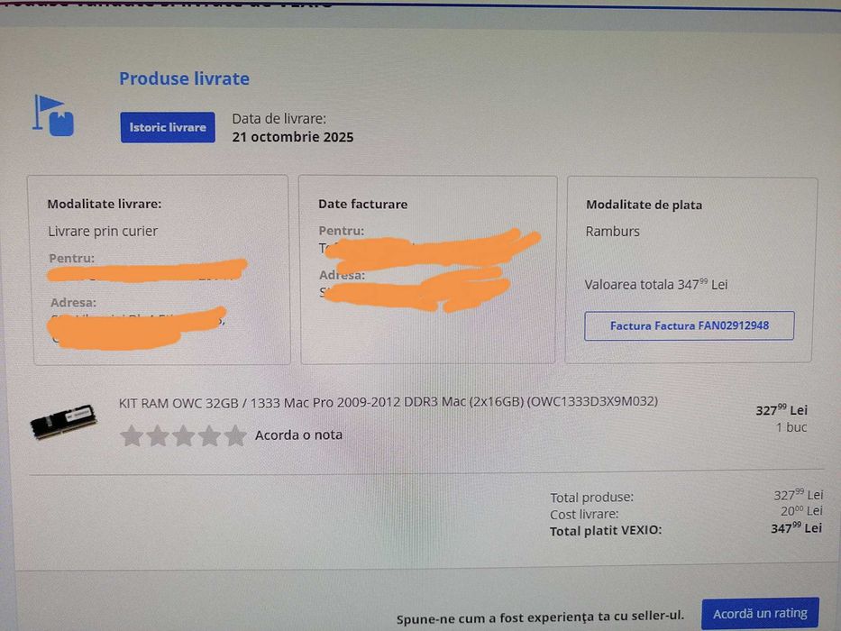 KIT RAM OWC 32GB / 1333 Mac Pro 2009-2012 DDR3 Mac (2x16GB)