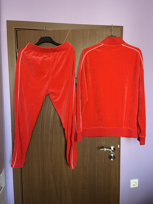 Комплект Анцуг Червен Плюш Полар Долнище и Горнище Nike Red Jacket NBA