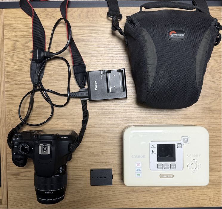 Фотоапарат Canon 1200d + Принтер за снимки Canon Selphy cp720