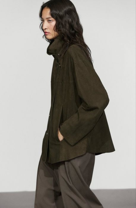 Jacheta din piele intoarsa Massimo Dutti