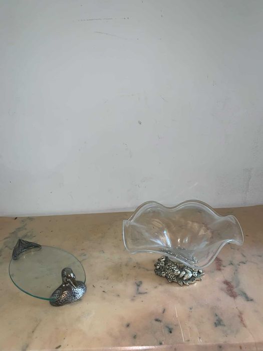 Plato/fructiera de sticla