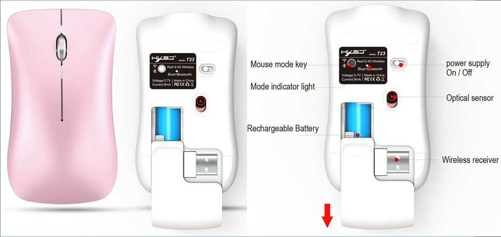 Mouse Dama Bussines MUTE Mute 1600DPI (Dual: Bluetooth + USB). Nou!