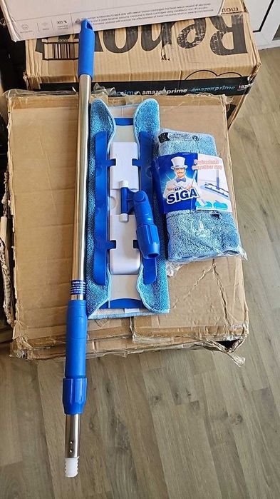 MR.SIGA Професионален микрофибърен моп за почистване на твърда дървесина, ламинат и плочки
