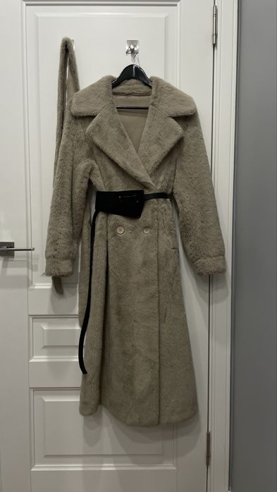 Шуба экомех длинная