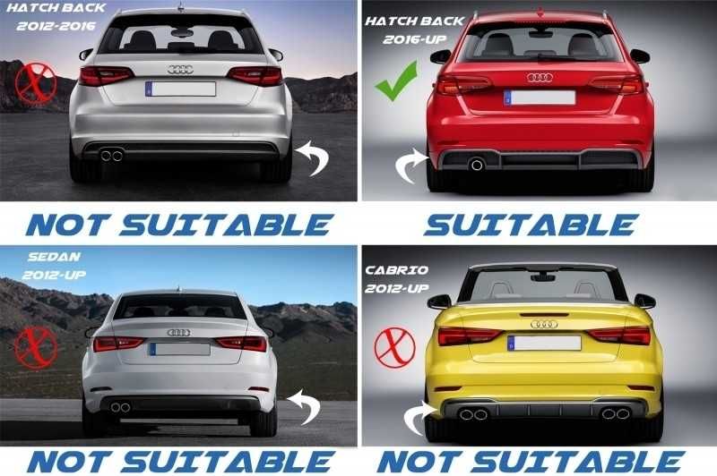Difuzor Bara AUDI A3 8V S-Line Facelift (2016-2019) Hatchback Sportback RS3 Look