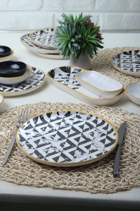 Нов Комплект за Закуска 18части Marble Black& White