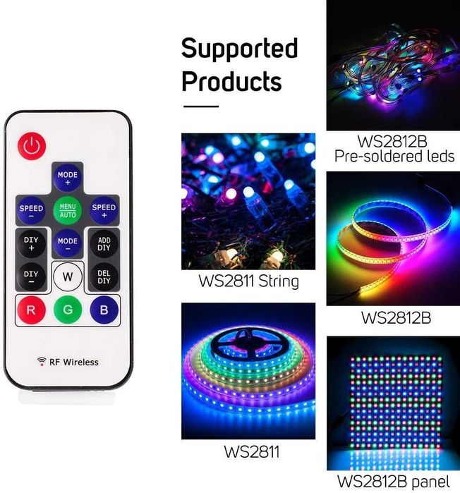 RGB LED контроллер для АДРЕСНОЙ ленты, радио, 5 и 12 вольт