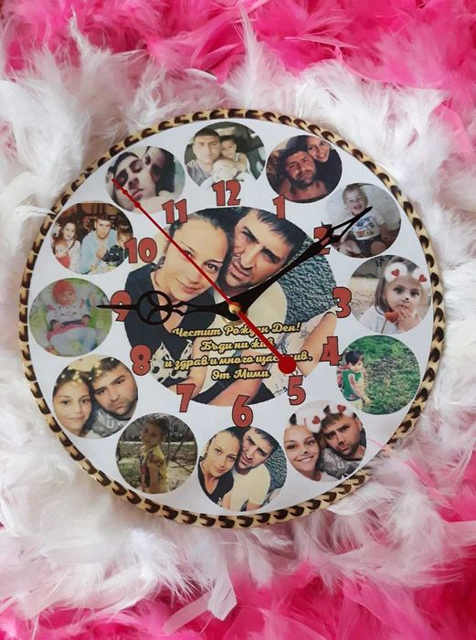 Часовници с колаж на ваши стимки и надпис по желание