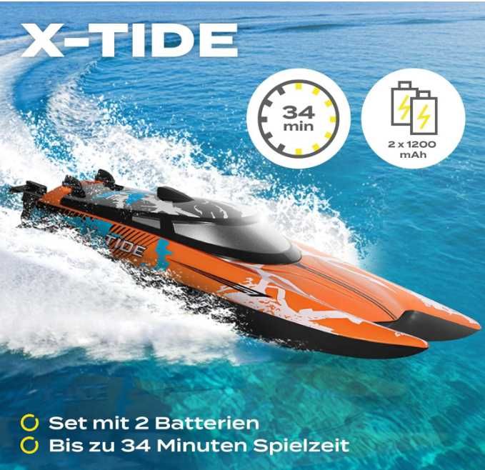 Overmax X-Tide RC лодка 25 км/ч, LED, 2 батерии, 100 м обхват