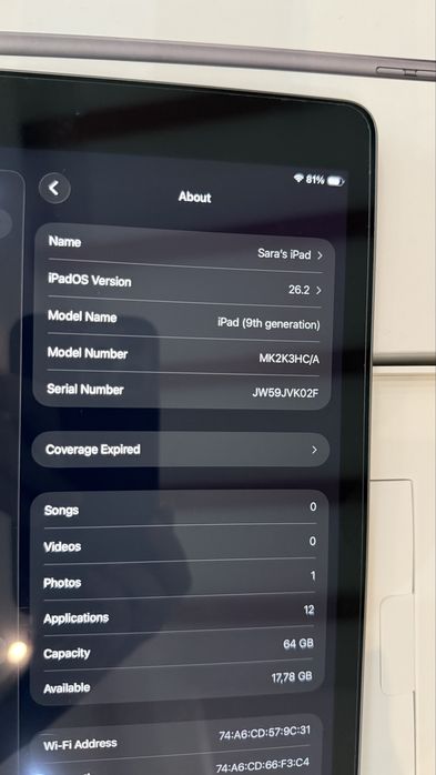iPad impecabil generatia 9 Space Gray 64GB