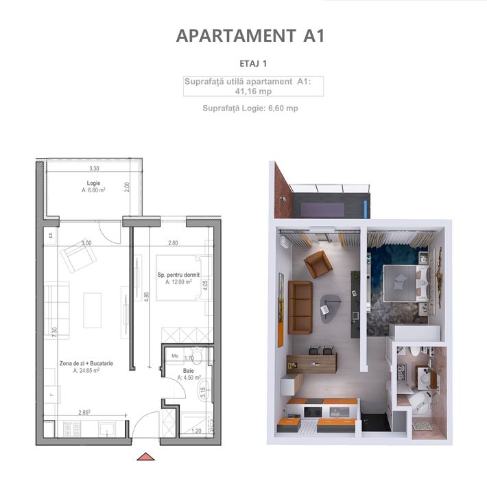 Apartament de vanzare Adora park cu 2 camere !