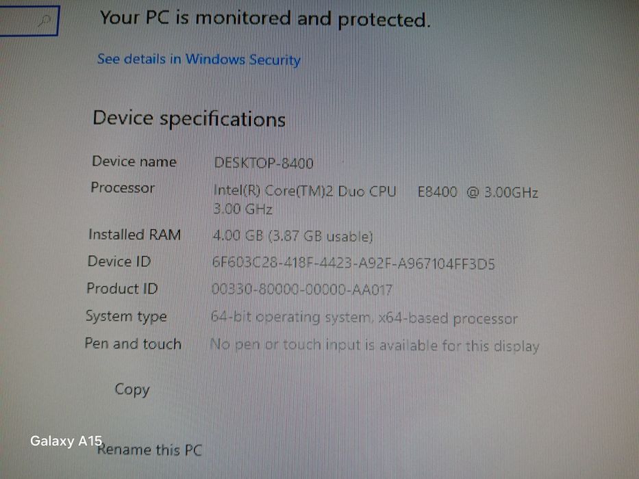 Unitate pc+monitor+tastatură