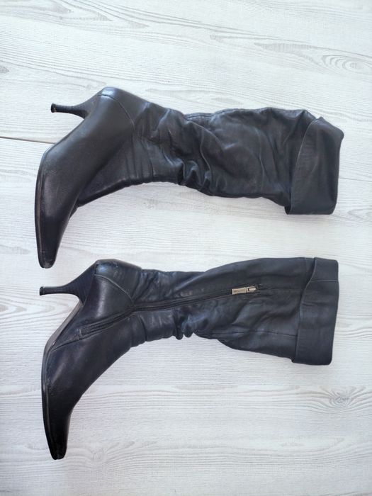 Кожаные ботфорты 39 размер