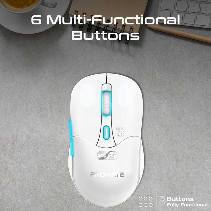 Mouse Wireless Bluetooth Promate Samo Dual Mode 1600 dpi alb white garantie nou sigilat