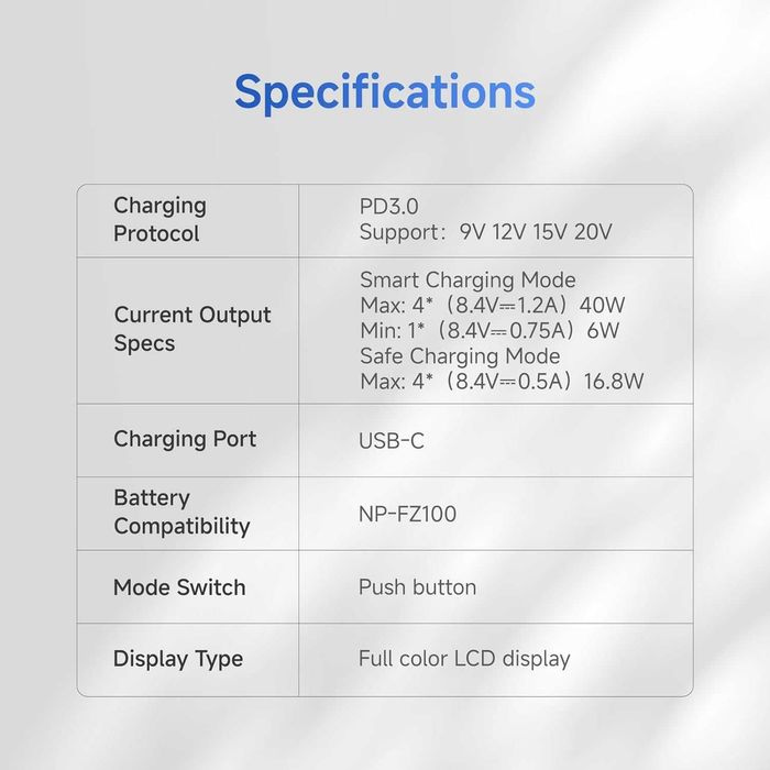 Бърза зарядна станция за 4 батерии Sony NP-FZ100 (60W) Accsoon TopRig