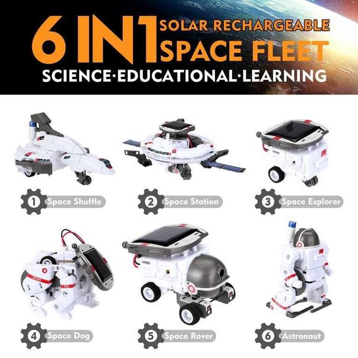 Креативный 6-в-1 робот, научная игрушка на солнечной батарее