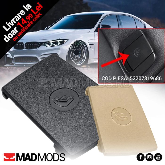 Capac Ornament Bancheta ISOFIX Negru Crem F30 F20 F21 F80 F34 E84 E90