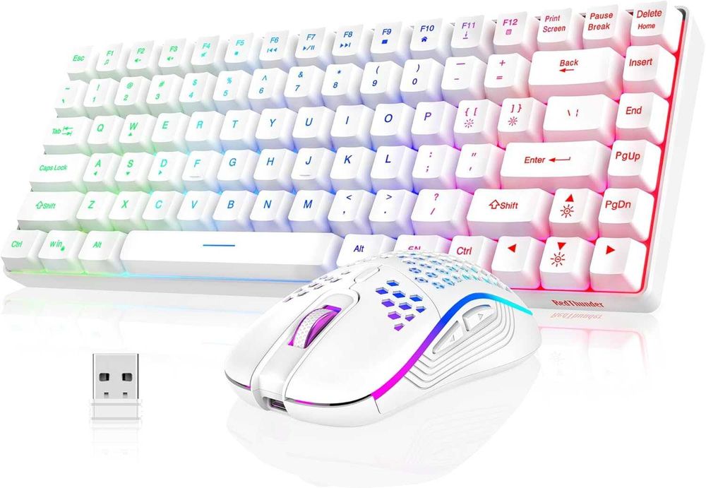 Set tastatură mouse wireless RedThunder K84,gaming RGB 75% QWERTZ DE