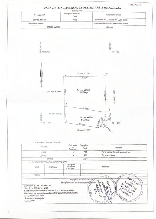 Teren  intravilan Sacalaz 2 fronturi  , unul de 27 ml