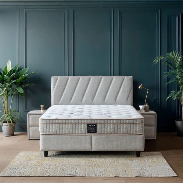 Тапицирана спалня с матрак SIESTA 140 x 200 - сив 02