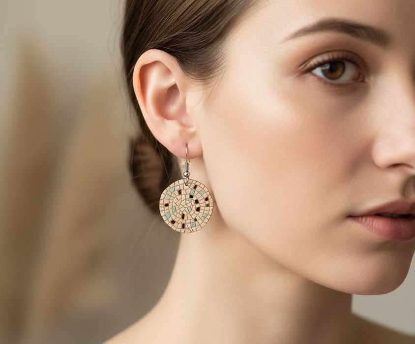 Дървени обеци. Ръчна изработка. Уникат!