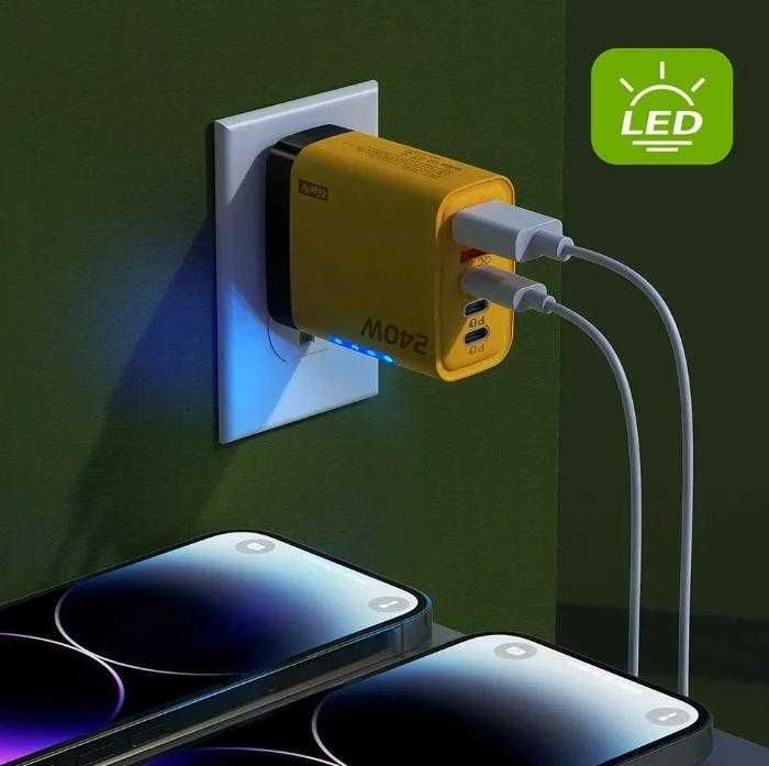 240W 2хUSB3.0QC USB Type-C 3xPD Зарядно Смартфони Quick Charge 3.0 LED