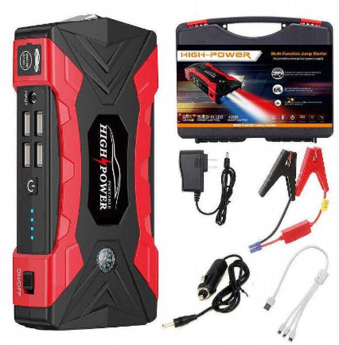 Мощен мултифункционален стартер с компресор и USB