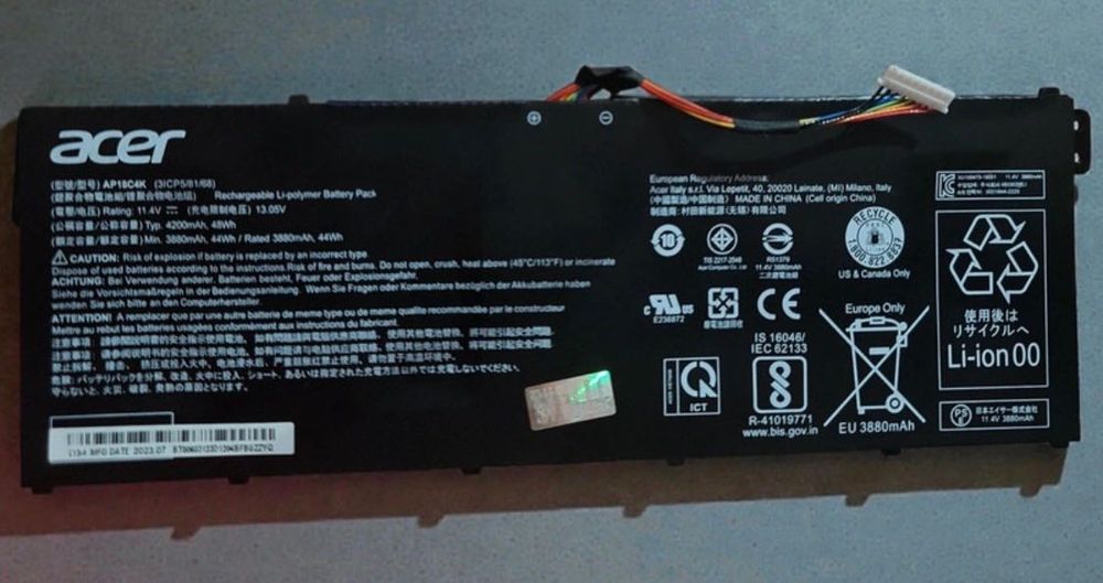 Baterie Originală Acer AP18C4K (Nouă) - 48Wh, compatibilă Aspire / Swift
