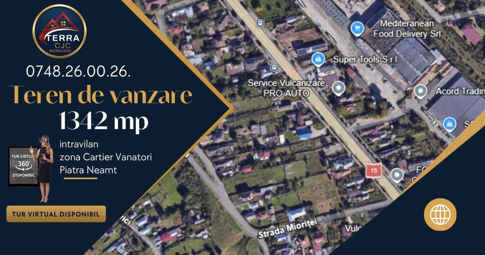 De vanzare teren intravilan 1.342 mp Piatra Neamț – Zonă mixtă (Rezidențial / Industrial) – Toate utilitățile