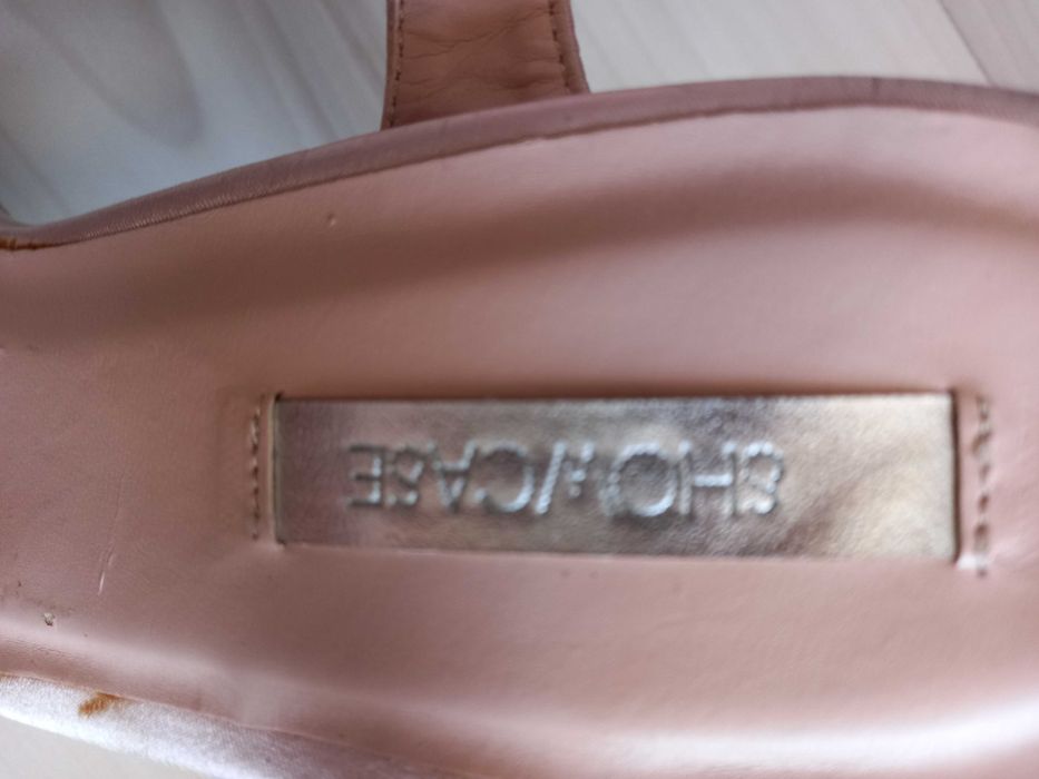 Елегантни официални сандали с висок ток, розов сатен,41 номер